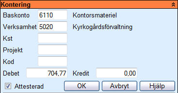 Beslutsattest För att attestera enskilda rader klickar du i kryssrutorna till höger i konteringsraderna och trycker därefter på.