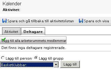 Vilka aktiviteter visas i kalendern? Har du valt att välja vilka aktiviteter som ska visas, kan du nu välja vilka aktiviteter som ska visas i kalendern genom att bocka för dessa i aktivitetslistan.