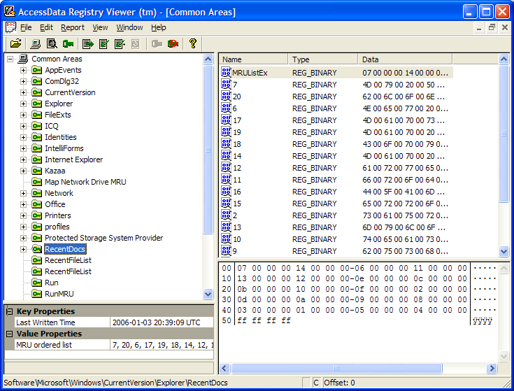 RecentDocs MRU