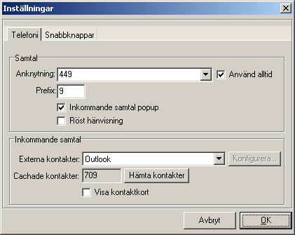 Programinställningar Visa Inställningar Genom att välja Alternativ Inställningar i översta menyn visas inställningsfönstret.
