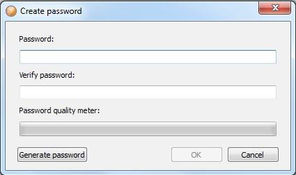 Ange det lösenord du har kommit överens om att använda i fältet Lösenord. Lösenordskvalitetsmätare i botten av dialogrutan visar kvaliteten på det angivna lösenordet.