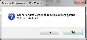 Serviceorder med garanti När det upprättas en serviceorder aktiveras garantin genom att fylla i fältet Garantitypkod och markera fältet Garanti. Reservdelsrader, resurser och kostnader matas in.