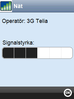 2.7 Justera samtalsvolym För att justera samtalsvolymen går man till Telefonmenyn och väljer Samtalsvolym. Samtalsvolymen höjs/sänks genom att man trycker på önskad nivå i listen.