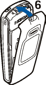 3. Placera tangentmallen i det nya skalet (4). 4. Rikta skalets övre del mot telefonens övre del och tryck sedan skalet mot telefonen tills det klickar på plats (5). 5.