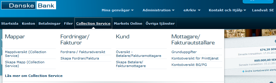 Allmänt e-faktura Total är en elektronisk faktureringstjänst i Business Online.