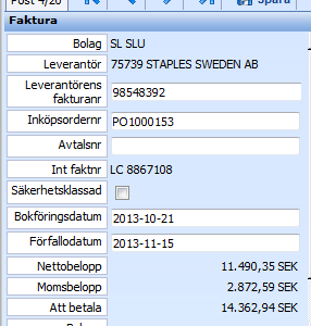 1: Uppe i vänstra hörnet finns inga symboler i form av kundvagnar. 2: Det finns ett ordernummer i fältet för Inköpsordernr.