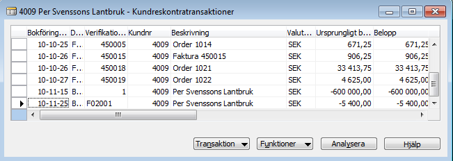 Utan att mata in beloppet går det att pila till höger för att mata in fakturanumret i fältet Kopplas till ver. Nr.