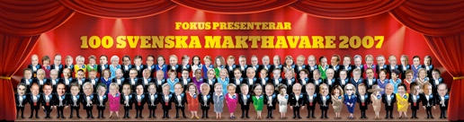 fokus 2 9 november 2007 Övre raden från vänster 1 Fredrik Reinfeldt, statsminister, partiledare (m) 2 Mona Sahlin, partiledare (s) 3 Anders Borg, finansminister (m) 4 Carl Bildt, utrikesminister (m)