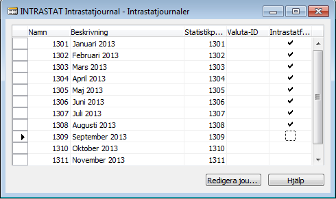 Intrastatjournalnamn Intrastatjournalen finns under Ekonomi Redovisning Periodiska aktiviteter Intrastatjournal.