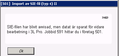 Det finns möjlighet att avbryta importen medan den pågår (antal lästa rader räknas upp i programmets underkant) genom att klicka på verktyget i form av en röd hand.