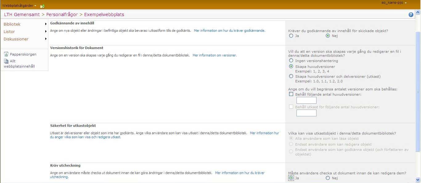 Listor (Lists) Projekten innehåller tre listor: