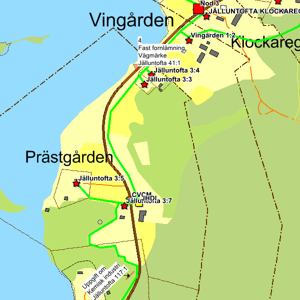 4 Vägmärke Jälluntofta 41:1 Fast fornlämning 5 Kemisk industri Jälluntofta 117:1 Uppgift om 4: Fornlämning berörs ej.