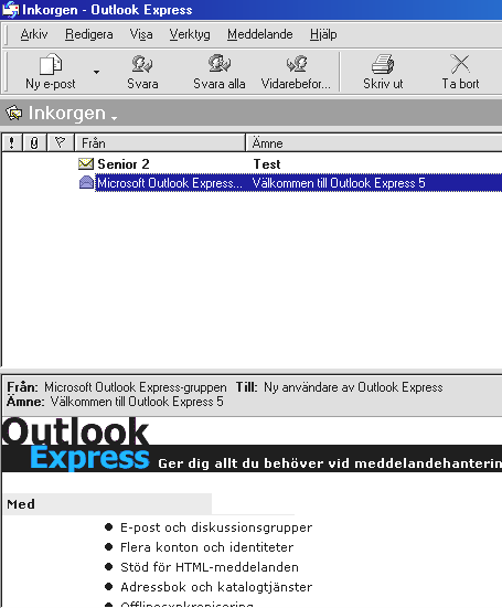 Sidan 3 av 8 Outlook Express Det vanligaste programmet i Windows XP för att läsa POP3 - post är Outlook Express.