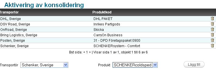 När du skapar en sändning till en mottagare med samma transportör och produkt som du redan skapat en sändning till får du en fråga: Det finns redan sändningar till mottagaren.