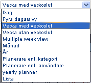 Om händelse är återkommande, t.ex. sker varje fredag, går det att ställa in detta under fliken Upprepning. = Visa vald dag.