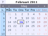 8 Välj egen eller annan persons utdelade kalender. 9 Exportera kalender till ical-format.