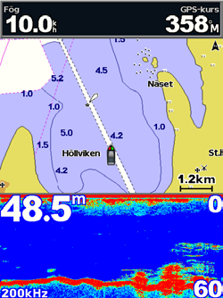 Använda sjökort Utförliga väg- och POI-data BlueChart g2 Vision innehåller detaljerade data om vägar och intressanta platser (POI). Dessa data innefattar mycket detaljerade kustvägar och POI, t.ex.