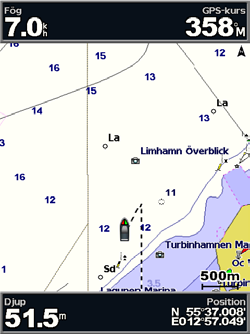 Vart? Så här rensar du det aktiva spåret: Från navigations- eller Perspektiv 3D-sjökortet väljer du MENU > Waypoints och spår > Aktiva spår > Ta bort aktivt spår.