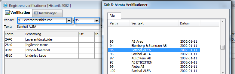 Utgåva 2 15(21) Sök & Hämta Kostnadsställe och Kostnadsbärare känner nu av inställningar på kontoprofiler.