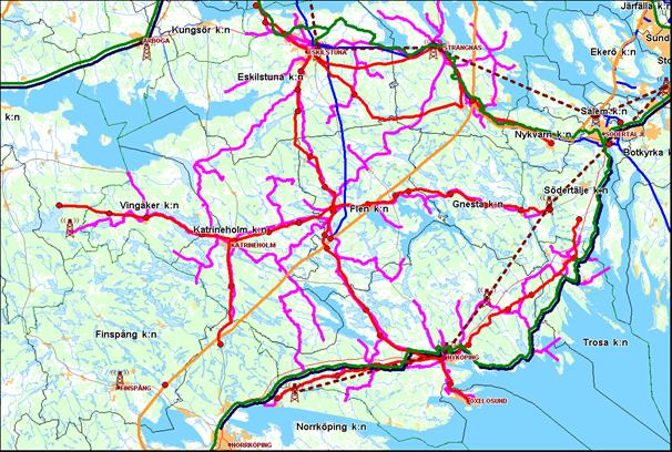 Framtagningen av programmen följde en framtagen mall. Kartläggning av befintlig nätstruktur hämtades från tidigare projekt.