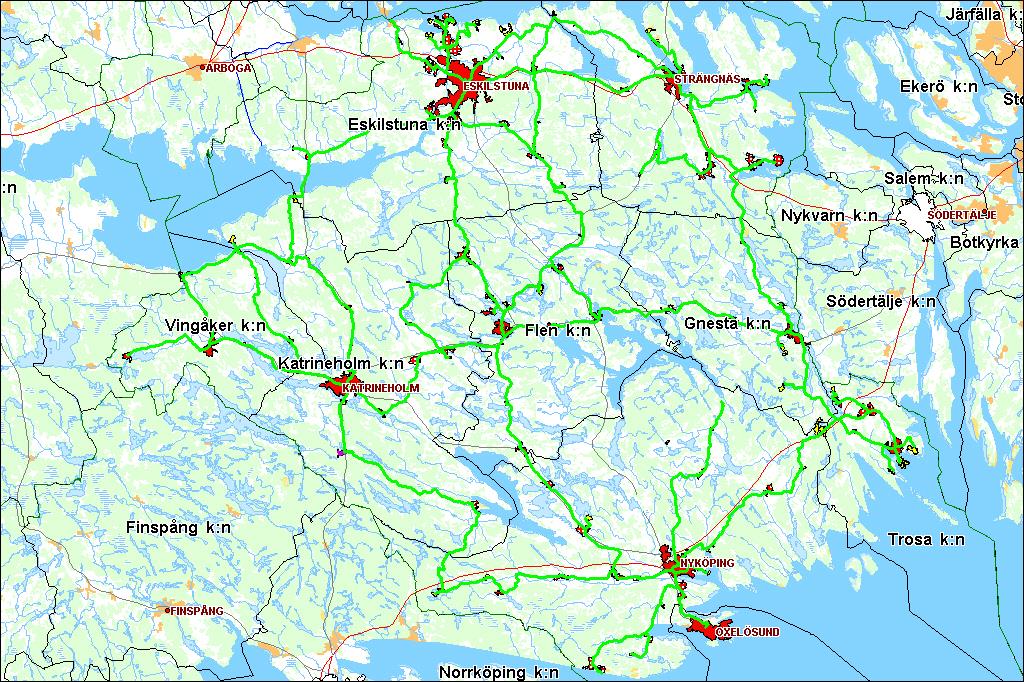 Figur 8 Målnät år 2004 4.5 Upphandling av bredbandsnät I maj 2002 påbörjades upphandlingen av utbyggnad av bredbandsnät.