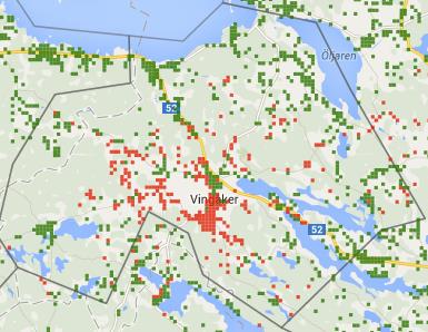 5.11.3 xdsl-täckning Figur 53 Täckningsgrad xdsl i Vingåkers kommun