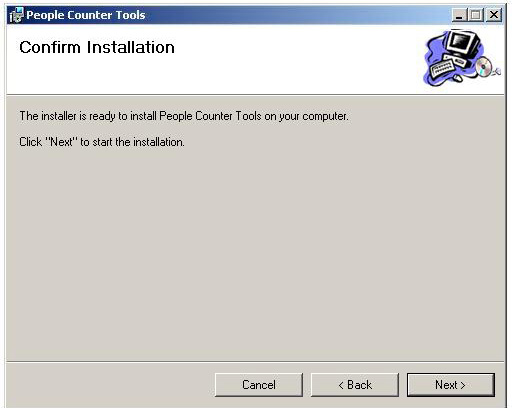 1) Installation av PCTools Steg 1: Sätt i den medföljande CD skivan och öppna mappen PEOPLE COUNTER Steg 2: Klicka (enkelklick eller dubbelt beroende på
