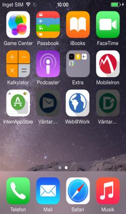 Klicka på Installera När profilen installerats måste du installera ett certifikat, klicka på Installera för att installera certifikatet Klicka på Lita på När installationen är klar står det Profil