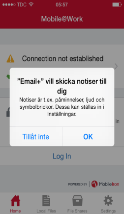 Det kan ta några sekunder mellan frågorna Tryck på hemknappen. Nu installeras apparna, vänta på att den gråa tonen försvinner, om någon av apparna saknas se sida 24.