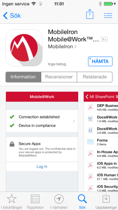 Öppna AppStore Sök fram MobileIron