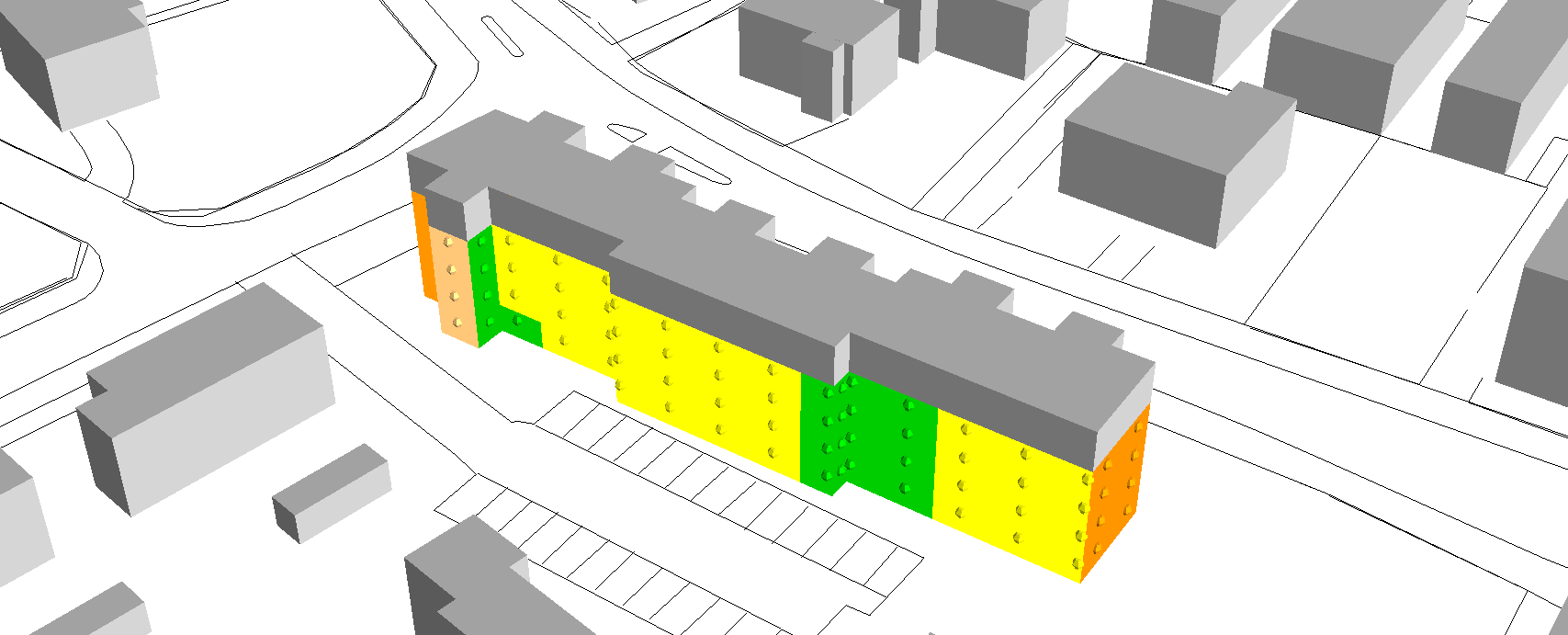 KV URMAKAREN, KUMLA Situation framtidsprognos Maximal ljudnivå vid fasader vägtrafik ÖVRIGT Ljudnivåer vid fasad redovisas såsom frifältsvärden (likt riktvärdena).