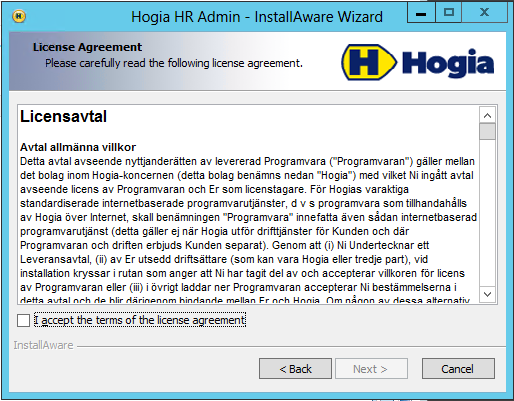 Hogia HR Webb produkter 14.2 8 (37) Installation av Hogia HR Admin (Windows klient) Klientprogrammet HR Admin kräver att Microsoft.
