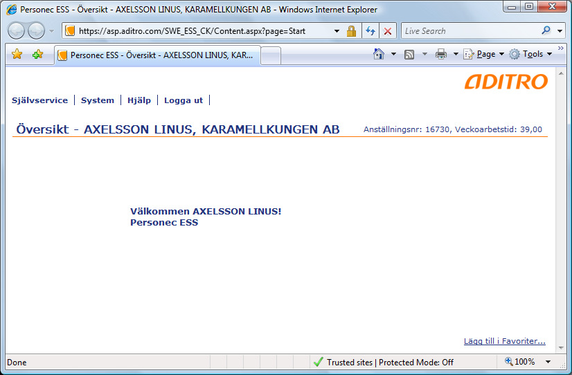 2. Nu är det dags att logga in er med era uppgifter. Notera att det kan bli problem med inloggning alternativt åtkomst om du inte följt installationsanvisningarna i särskild manual.