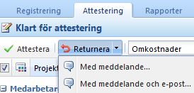 Hogia PBM Time & Attendance/Project 13.4 24 (32) Statusvy Med hjälp av menyn till vänster kan du se vilka statuslägen transaktionerna befinner sig i.