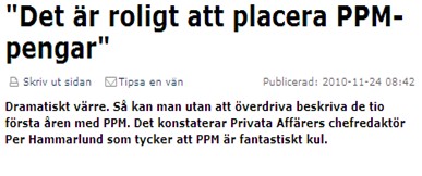 12 januari 2011 "Soffliggarfonden" en vinnare 2010 Förra året gick det bättre för de PPM-sparare som hade sina pensionspengar i Sjunde AP-fonden, den så