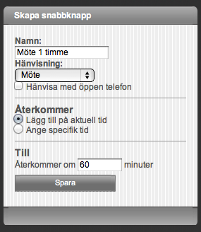 4 DATATAL FLEXI PRESENTITY 2.2 Snabbknappar Snabbknappar är ett smidigt sätt att skapa en hänvisning. Dessa snabbknappar syns även i den mobila applikationen, finns för Android och iphone.