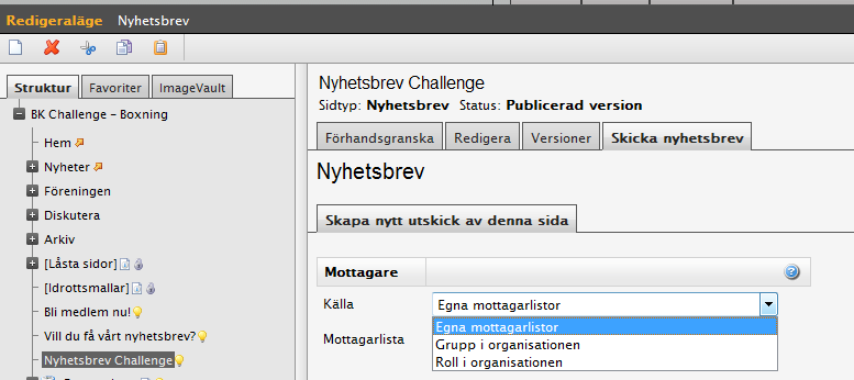 Så här blev vårt nyhetsbrev. Lägg till mottagare av nyhetsbrev När nyhetsbrevets mall är skapad så är det dax att välja vem du vill skicka brevet till. Klicka på Skicka nyhetsbrev.