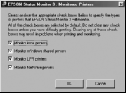 Inställningar för Monitored Printers (Övervakade skrivare) Med verktyget Monitored Printers (Övervakade skrivare) kan du ändra vilka skrivartyper som EPSON Status Monitor ska övervaka.