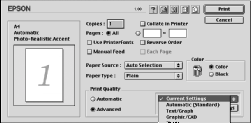 För användare av Mac OS X 1. Öppna dialogrutan Basic Settings (Grundinställningar). 2. Klicka på knappen Automatic (Automatiskt) och välj sedan upplösning från listrutan Resolution (Upplösning).