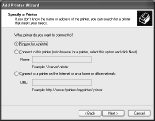. För Windows 2000 skriver du in namnet på den delade skrivaren och klickar sedan på Next (Nästa).