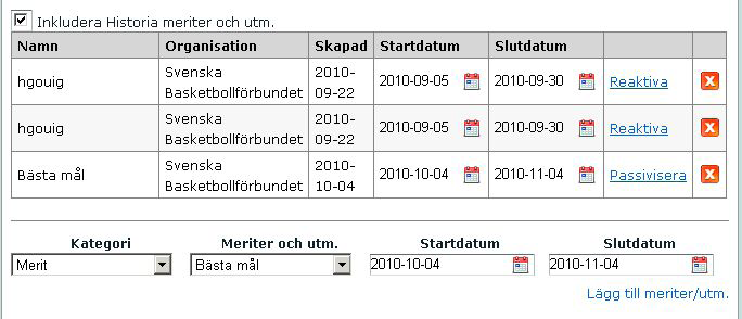 Man kan se personens meriter eller utmärkelser genom att klicka på personen, klicka på fliken Meriter och utm.