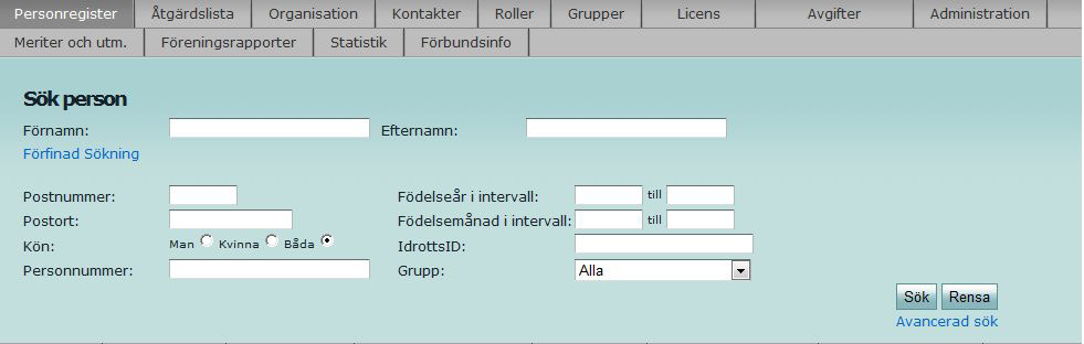 Om personen inte finns i personregistret är det troligen så att dennes personnummer inte är korrekt. Då finns personen under fliken som heter Åtgärdslista.