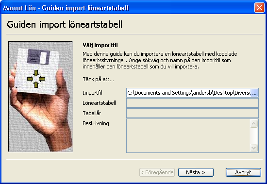 Inför årsskiftet med Mamut Lön Välj löneartstabell Vid importen kan du välja till vilken existerande tabell du vill göra importen. Som standard föreslår programmet samma tabell som finns i filen.