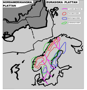 SOU 2004:67 Några geologiska, geodynamiska och geofysiska undersökningsmetoder Figur 3.16. Sveriges plattektoniska läge.