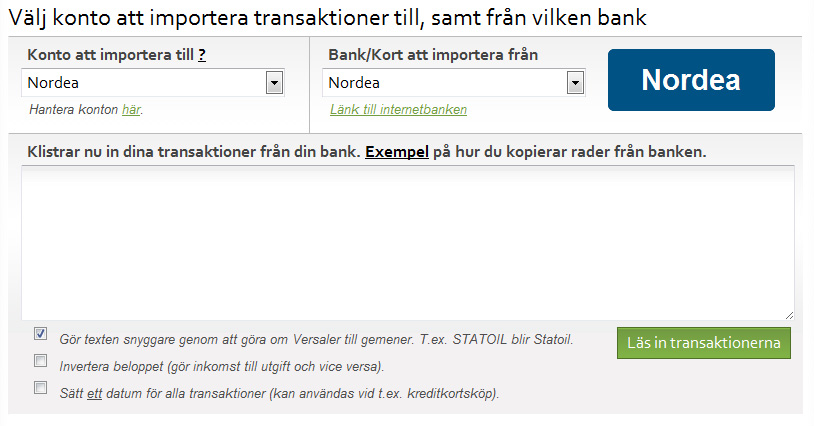 Om bankimporten Bankimporten är en utav de viktigaste funktionerna i Smartbudget. Med den kan man enkelt importera hundratals transaktioner från alla de stora bankerna på mindre än några minuter.