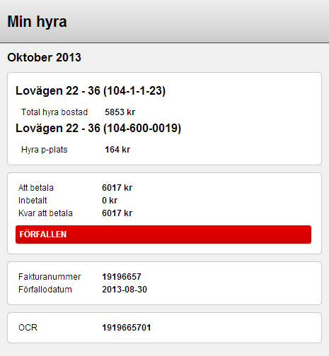 Figur 22: Fakturalistan kan visa inkassomarkering.