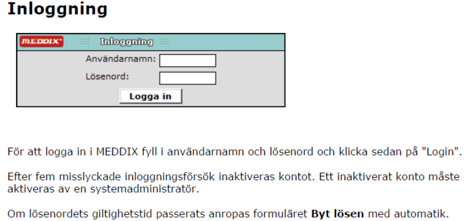 1 Inloggning Meddix startas från http://www.meddix.se. Klicka därefter på rutan Samordnadvårdplanering.