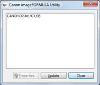 3 Välj [Canon DR-M140 USB] och klicka på [Properties] [Egenskaper]. Skanneregenskaperna visas. 5 Klicka på [OK] för att stänga skanneregenskaper.