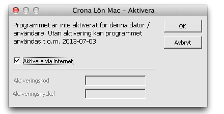 Licensiera Çrona Lön Mac Installation Aktivera och konvertera När licensieringen är klar får du vid nyinstallation även uppmaning att aktivera ditt program.