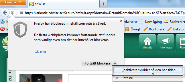 Sida 7/22 Bild 6 Firefox har blockerat ett inbäddat objekt på sidan. Så här ska du göra för att visa objektet: 1. Klicka på ikonen. 2. Klicka på pilen vid Fortsätt blockera. 3.